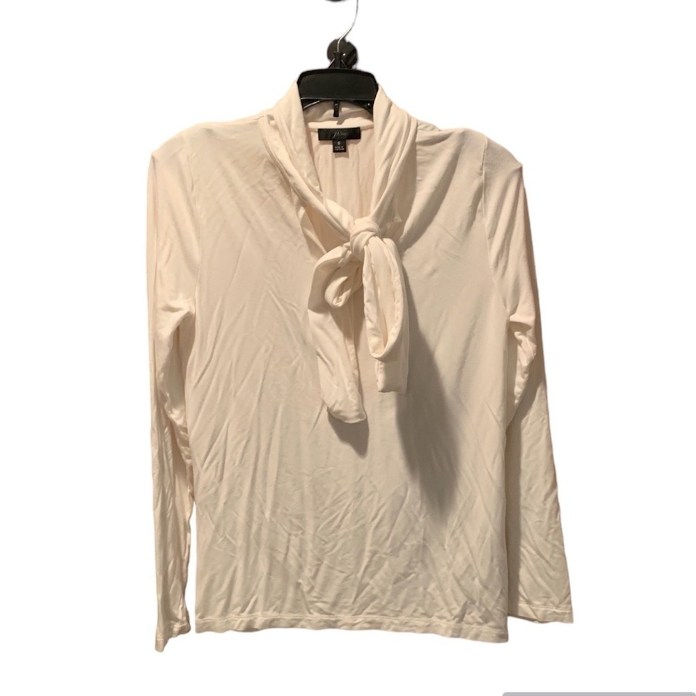 J. Crew Long Sleeve Tie Neck Knit Top Ivory Small